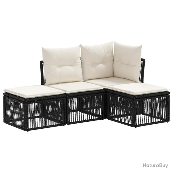 Ensemble de canap� de jardin 4 pcs Noir polyrotin