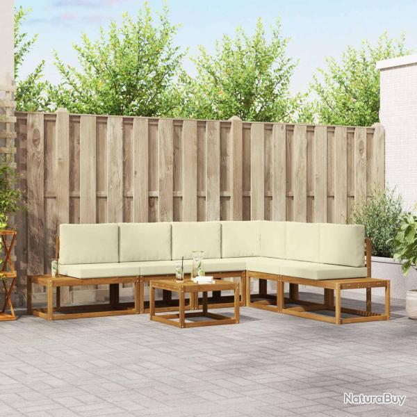 Ensemble de canap�s d'ext�rieur 7 Pi�ce Naturel et Cr�me