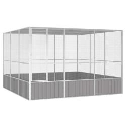 Cage &agrave; oiseaux Gris 302,5x324,5x211,5 cm Acier galvanis&eacute;
