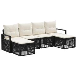 Ensemble de canap&eacute; de jardin 6 pcs Noir polyrotin