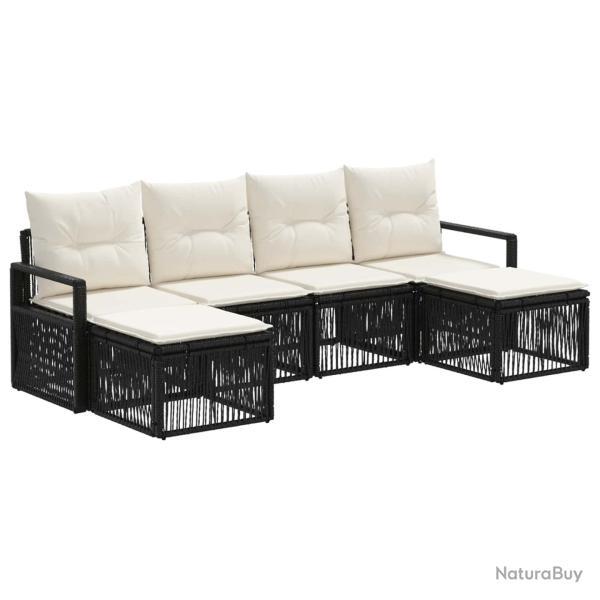 Ensemble de canap� de jardin 6 pcs Noir polyrotin