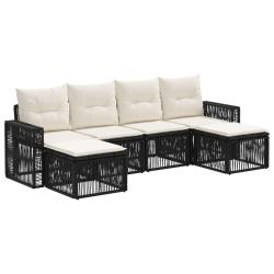 Ensemble de canap&eacute; de jardin 6 pcs Noir et blanc cr&egrave;me