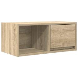 Meuble TV mural design peu encombrant 60 x 31 x 25 cm espace de rangement en bois d'ing&eacute;nierie ch&ecirc;n