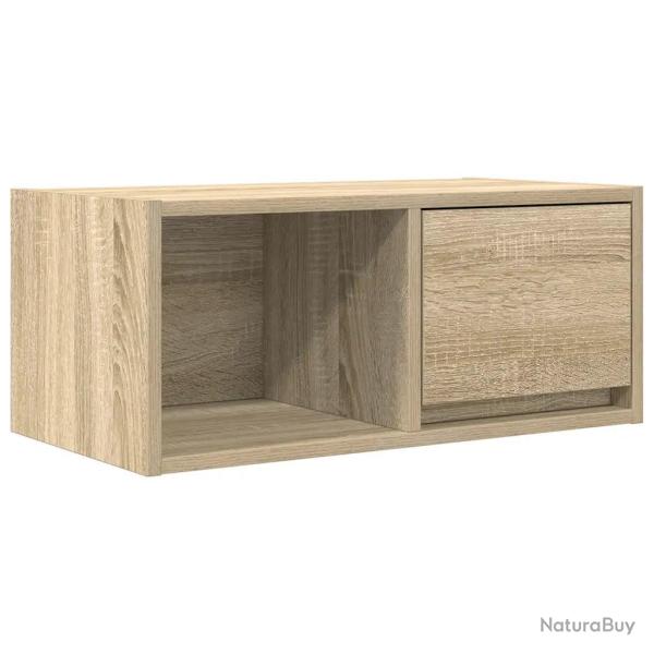 Meuble TV mural design peu encombrant 60 x 31 x 25 cm espace de rangement en bois d'ing�nierie ch�n