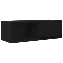 Meuble TV ch&ecirc;ne noir design moderne murale avec grand rangement 80 x 31 x 25 cm en bois d'ing&eacute;nieri