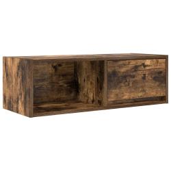 Meuble TV mural minimaliste design ch&ecirc;ne fum&eacute; 80 x 31 x 25,5 cm avec grand espace de rangement en b