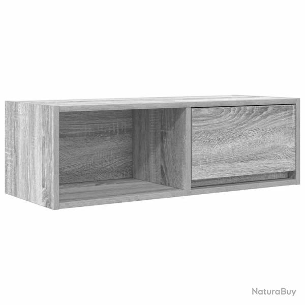 Meuble TV mural sonoma gris 80 x 31 x 25,5 cm large espace de rangement design �pur� en bois d'ing�
