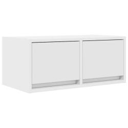 Meuble TV mural design peu encombrant rangement 60 x 31 x 25 cm en bois d'ing&eacute;nierie blanc 02_00516
