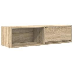 Meuble TV mural bois d'ing&eacute;nierie 100 x 31 x 25 cm grand rangement facile d'entretien style contemp
