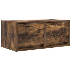 Meuble TV mural contemporain design peu encombrant 60 x 31 x 25 cm en bois d'ing&eacute;nierie ch&ecirc;ne fum&eacute;