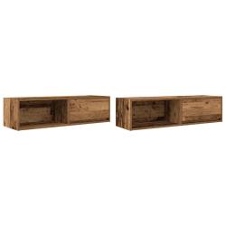 Lot de 2 meubles TV muraux peu encombrants avec grand espace de rangement 100 x 31 x 25,5 cm en boi