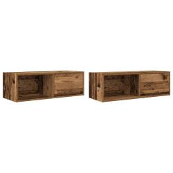 Lot de 2 meubles TV muraux 80 x 31 x 25 cm espace de rangement optimis&eacute; design peu encombrant en bo