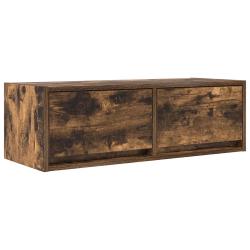 Meuble TV mural ch&ecirc;ne fum&eacute; rangement grand espace 80 x 31 x 25,5 cm en bois d'ing&eacute;nierie 02_0051695