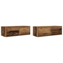 Lot de 2 meubles TV muraux design peu encombrant 80 x 31 x 25 cm en bois d'ing&eacute;nierie vieux bois 02