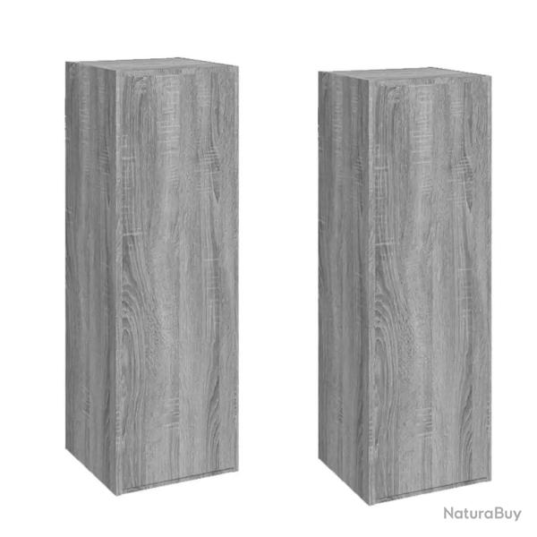 Lot de 2 meubles TV suspendus modernes espace de rangement 30,5 x 30 x 90 cm en bois d'ing�nierie g