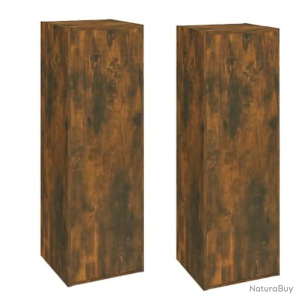 Lot de 2 meubles TV suspendus modernes espace de rangement 30,5 x 30 x 90 cm en bois d'ing�nierie c