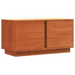 Meuble TV minimaliste avec &eacute;tag&egrave;res pratiques &eacute;quipement salon 80 x 35 x 40 cm en pin massif brun c