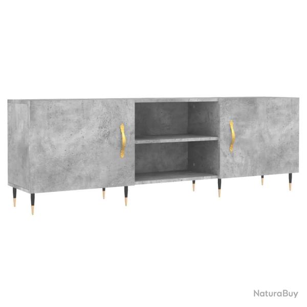 Meuble TV pratique avec rangement 150 x 30 x 50 cm style moderne ambiance tendance en bois gris b�t