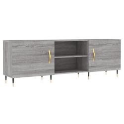 Meuble TV sonoma gris 150 x 30 x 50 cm avec rangement spacieux pieds en fer en bois d'ing&eacute;nierie gr