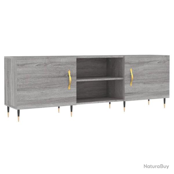 Meuble TV sonoma gris 150 x 30 x 50 cm avec rangement spacieux pieds en fer en bois d'ing�nierie gr