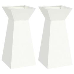 Lot de 2 jardini&egrave;res pilier design contemporain ext&eacute;rieur 35 x 35 x 73 cm en mat&eacute;riaux blanc 02_005