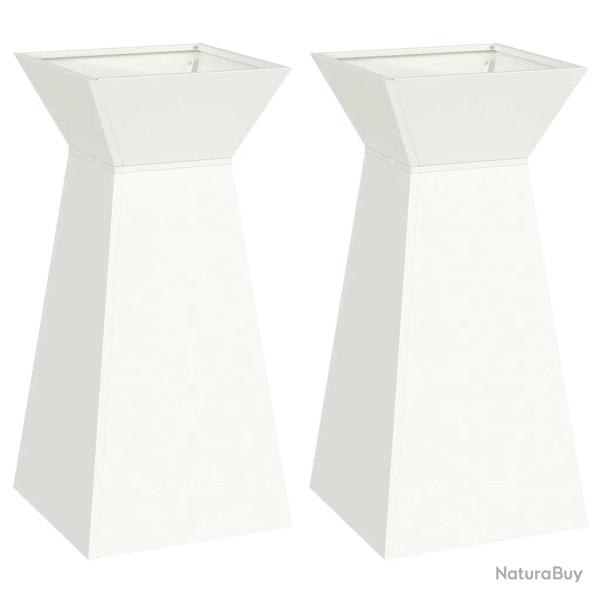 Lot de 2 jardini�res pilier design contemporain ext�rieur 35 x 35 x 73 cm en mat�riaux blanc 02_005