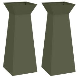 Lot de 2 jardini&egrave;res pilier modernes 40 x 40 x 100 cm d&eacute;coration ext&eacute;rieure style contemporain en m