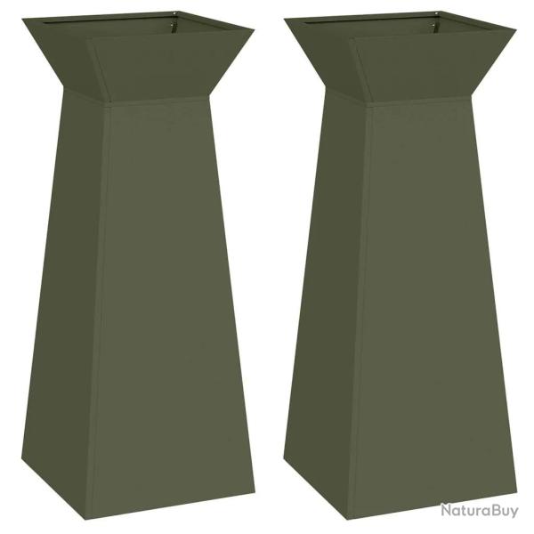 Lot de 2 jardini�res pilier modernes 40 x 40 x 100 cm d�coration ext�rieure style contemporain en m