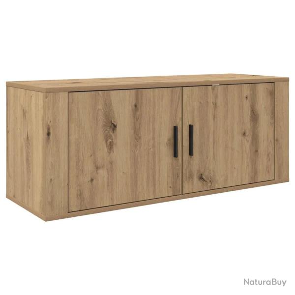 Meuble TV mural rustique moderne rangement optimal 100 x 34,5 x 40 cm en bois d'ing�nierie ch�ne ar