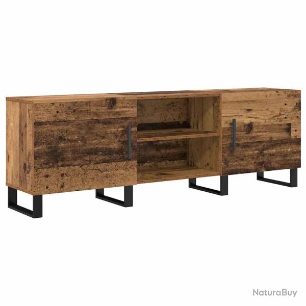 Meuble TV rectangulaire moderne avec espaces de rangement pratiques 150 x 30 x 50 cm en bois ancien