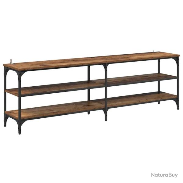 Meuble TV polyvalent rustique avec 3 �tag�res 160 x 30 x 50 cm en bois ancien 02_0052713