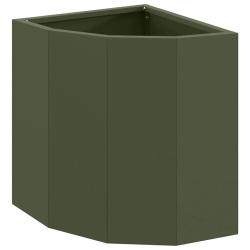 Jardini&egrave;re d'angle moderne &eacute;pur&eacute;e ext&eacute;rieure 30 x 30 x 35 cm en acier vert olive 02_0052897