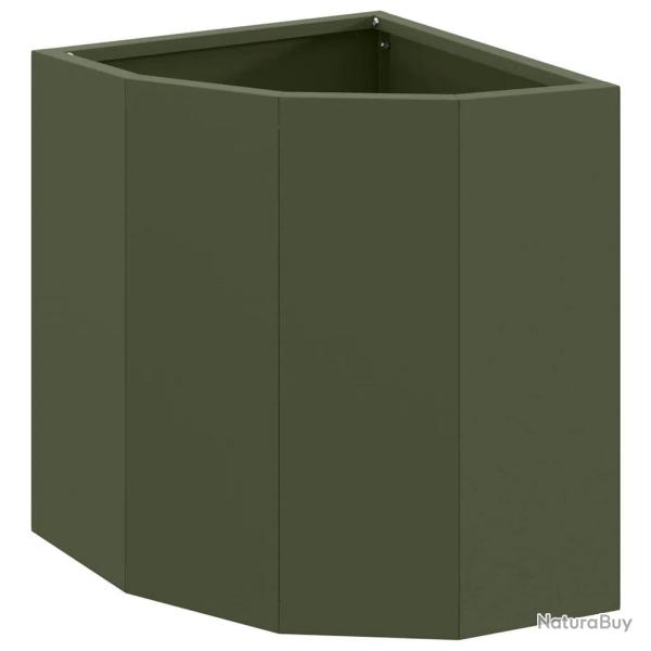 Jardini�re d'angle moderne �pur�e ext�rieure 30 x 30 x 35 cm en acier vert olive 02_0052897