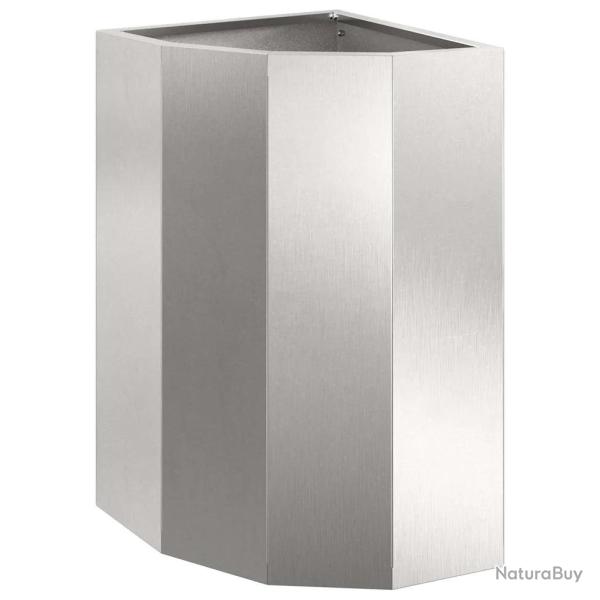 Jardini�re d'angle moderne adapt�e ext�rieur 30 x 30 x 50 cm en acier inoxydable argent 02_0052919