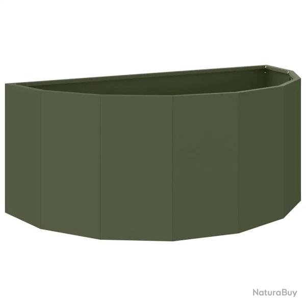 Jardini�re demi-ronde moderne ext�rieure 90 x 45 x 35 cm facile � entretenir chic en acier vert oli