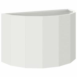 Jardini&egrave;re demi-ronde moderne ext&eacute;rieur 60 x 30 x 35 cm facile &agrave; entretenir en acier blanc 02_00529