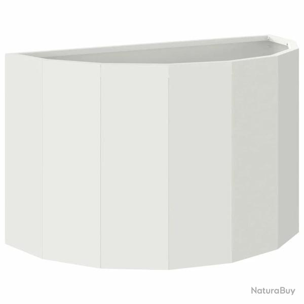 Jardini�re demi-ronde moderne ext�rieur 60 x 30 x 35 cm facile � entretenir en acier blanc 02_00529