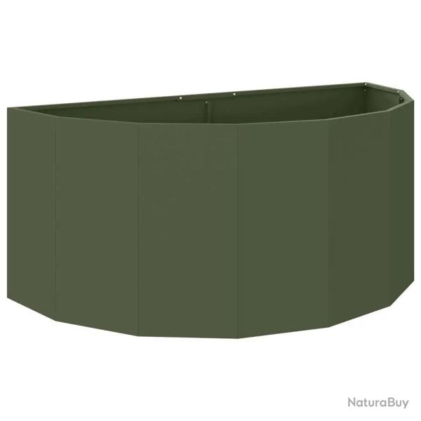 Jardini�re demi-ronde moderne ext�rieur 120 x 60 x 50 cm esth�tique chic en acier vert olive 02_005