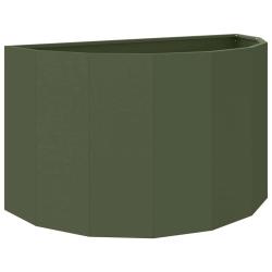 Jardini&egrave;re demi-ronde moderne ext&eacute;rieur 90 x 45 x 50 cm design contemporain en acier vert olive 02_