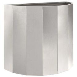 Jardini&egrave;re demi-ronde moderne ext&eacute;rieur 60 x 30 x 50 cm en acier inoxydable argent 02_0052961