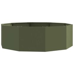 Jardini&egrave;re ronde design moderne pour ext&eacute;rieur 120 x 120 x 35 cm en acier vert olive 02_0052967