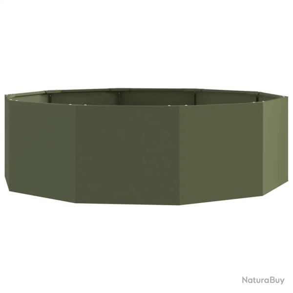 Jardini�re ronde design moderne pour ext�rieur 120 x 120 x 35 cm en acier vert olive 02_0052967