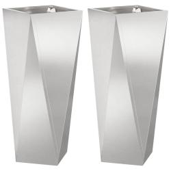 Lot de 2 jardini&egrave;res modernes ext&eacute;rieures 30 x 30 x 75 cm en acier inoxydable argent 02_0053015