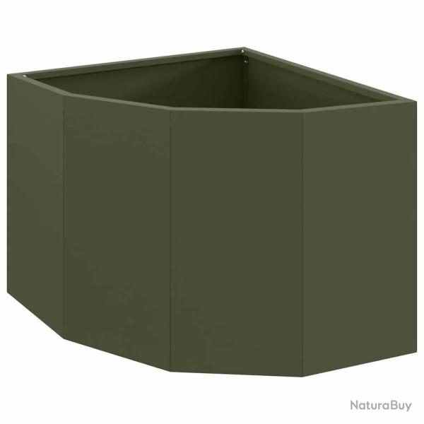 Jardini�re d'angle moderne ext�rieure 45 x 45 x 35 cm optimis�e pour coins en acier vert olive 02_0