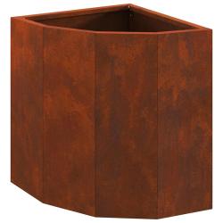 Jardini&egrave;re d'angle &eacute;pur&eacute;e jardin terrasse 30 x 30 x 35 cm en acier rouill&eacute; 02_0052900