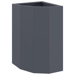 Jardini&egrave;re d'angle moderne adapt&eacute;e coin ext&eacute;rieur 30 x 30 x 50 cm en acier anthracite 02_0052917