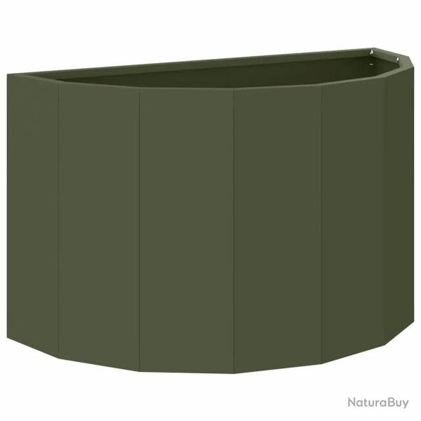 Jardini�re demi-ronde design moderne ext�rieur 60 x 30 x 35 cm en acier vert olive 02_0052939