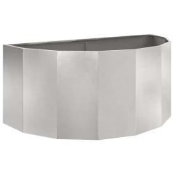 Jardini&egrave;re demi-ronde moderne ext&eacute;rieur 120 x 60 x 50 cm design chic en acier inoxydable argent 02_