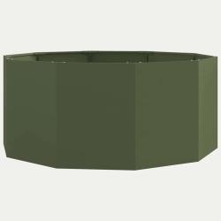 Jardini&egrave;re ronde ext&eacute;rieure pratique 120 x 120 x 50 cm en acier vert olive 02_0052988