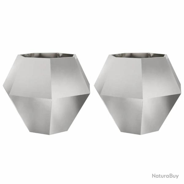 Lot de 2 jardini�res rectangulaires ext�rieures pour jardin balcon 100 x 100 x 80 cm en acier inoxy